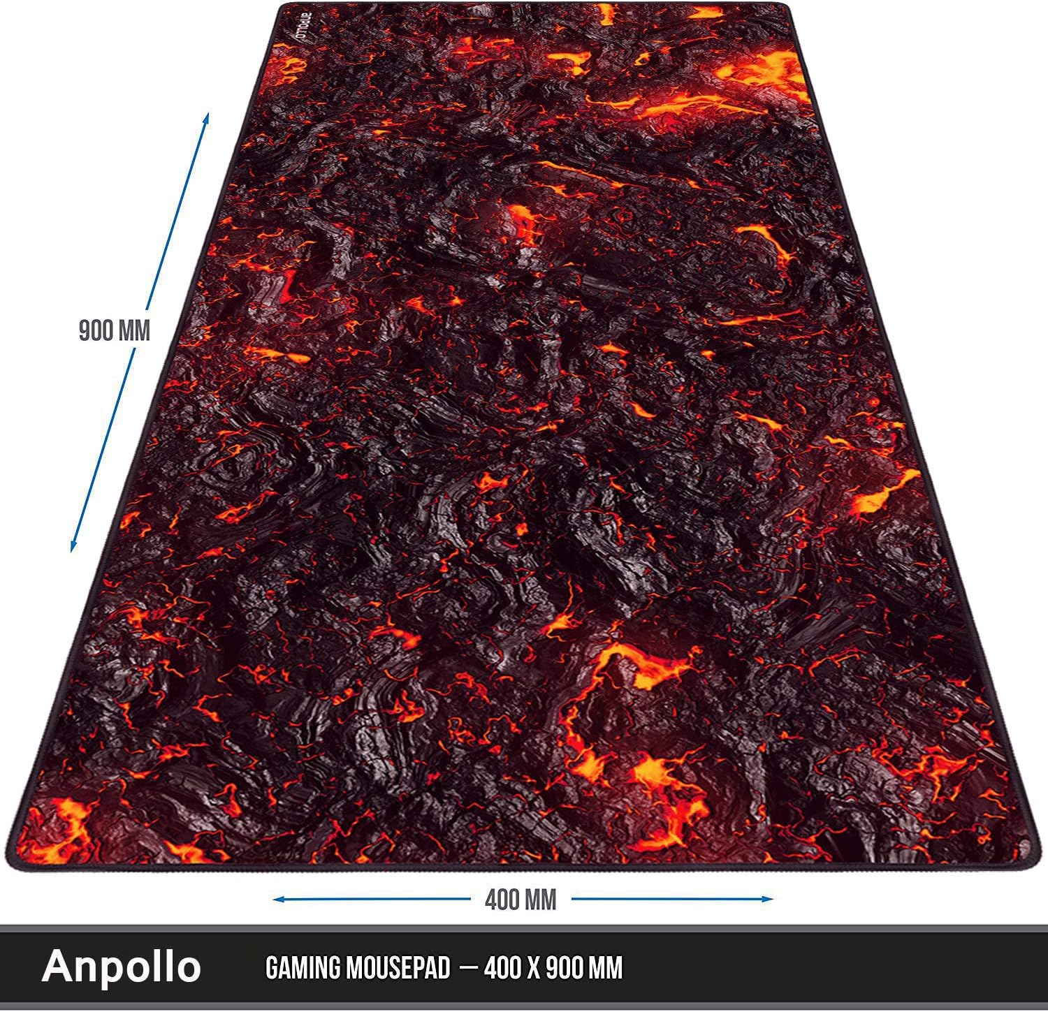 Anpollo Keyboard Mouse Pad 900x400mm Extended XL Large Professional Gaming Mouse Mat with 3mm-Thick Rubber Base, Lava - Image 3