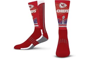 For Bare Feet NFL KANSAS CITY CHIEFS Superbowl LVIII Champions Crew Sock YOUTH
