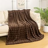 YUSOKI Luxury 3D Bubble Light Weighted Throw Blanket 1.8lb,All Ages,Home Decoration, (Brown,50 * 60inches)