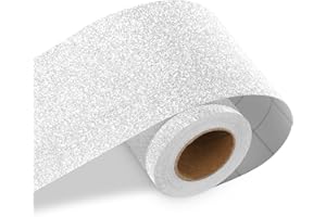 LaCheery 50ft x 3in Silver Glitter Wallpaper Border Peel and Stick Wall Border Wallpaper for Bathroom Mirror Border Shiny Wallpaper Border Trim for Christmas Crafts Birthday Party Decor Removable Tape