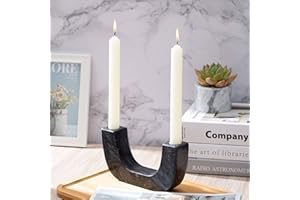 CM CHIC MONDAY Natural Marble Candle Holder, U-Type Candlestick Holders for Taper Candles, Modern Candle Holder, Candle Sticks Holder Marble Home Decor (Natural Black)