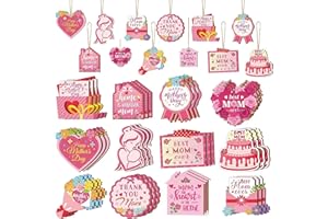 OFOWEIOUY Mother's Day Wood Hanging Ornaments 36 Pcs, Mothers Day Decorations, Mothers Day Decor, Hanging Decoration Wood Mom Ornament for Birthday Party Anniversary Home Tree Decor