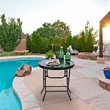 PHI VILLA Folding Side Table, Round Patio Table, Black Grid Design view 7