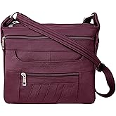 Leather Concealed Carry Crossbody Purse - YKK Locking CCW Ambidextrous Gun Bag Roma 7082, Wine