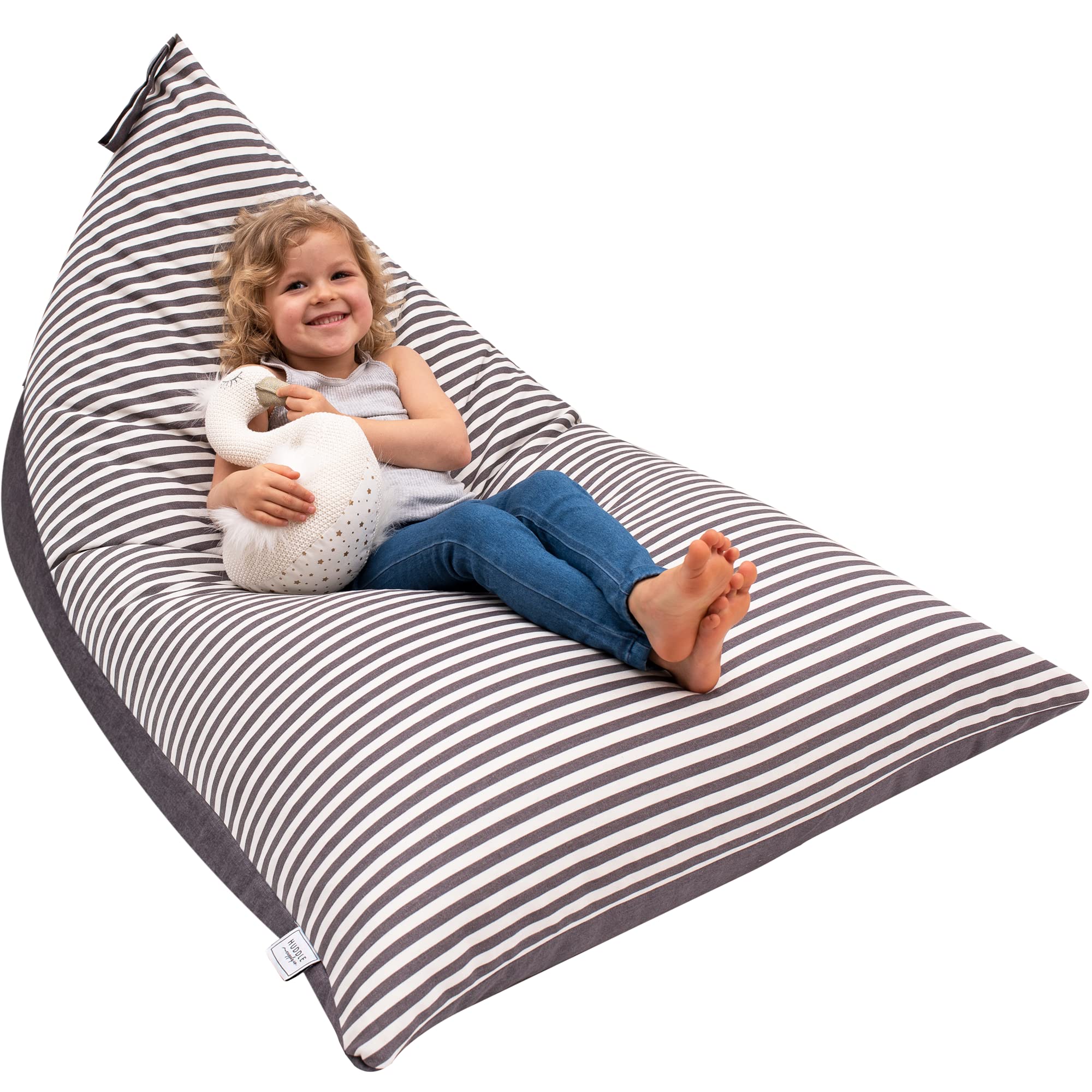 Photo 1 of HUDDLE Original Cover for Stuffed Animal Bean Bag Storage (No Filler) X-Large Designer Beanbag Chairs for Kids Teen & Adults | Instant Clutter Clear for Stylish Moms - Durable 1000% Cotton Canvas Grey