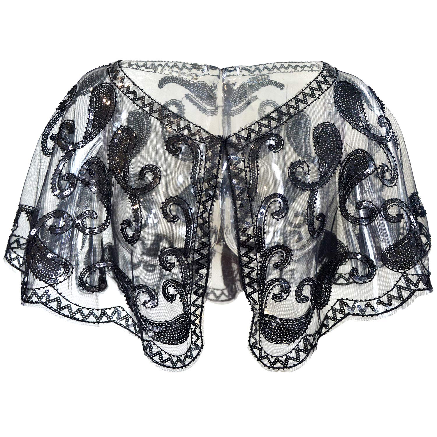 ZAKIA Women's Women's Vintage 1920s Shawl Beaded Sequin Bolero Flapper Evening Cape ZAKIA Women's Women's Vintage 1920s Shawl Beaded Sequin Bolero Flapper Evening Cape