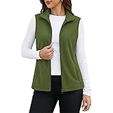 MAGCOMSEN Women's Fleece Vest Outerwear Sleeveless Lightweight Zip Jackets Warm Soft Vests with Zipper Pockets