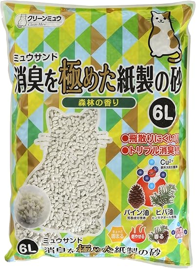 Amazon クリーンミュウ 消臭を極めた紙製の砂 6l クリーンミュウ 猫砂 通販