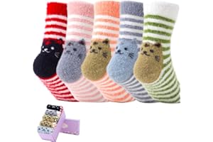 SISOSOCK Women Fuzzy Socks Cozy Warm Comfy Casual Fluffy Socks for Women Funny Cat Socks Gifts for Women or Girls