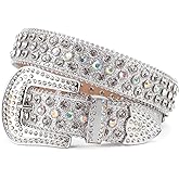 MUKINGBELTS Men Women Rhinestone Belt Luxury Strap Leather Sparkle Studded Belts Western Bling Bling Diamond Cowboy Belts