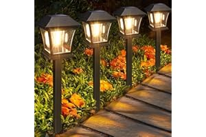 Brizled Solar Pathway Lights, 6 Pack Tungsten Solar Powered Garden Lights, Warm White Solar Lights Outdoor Waterproof, Solar Yard Lights Outside Landscape Lights for Path Driveway Walkway Backyard