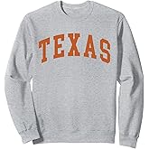 Vintage Texas Men Women Retro TX Orange Tee Sweatshirt - Unisex Adult - Small - Grey - Long Sleeve - Cotton - Vintage Embroidery - Texas Gift