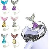 6PCS Straw Covers Cap Compatible with Stanley 30&40 Oz Cup, 10mm Mermaid Straw Toppper Tips Lids Protectors for Tumblers, Dust-Proof Drinking Straw Caps for Reusable Straws Tips Lids