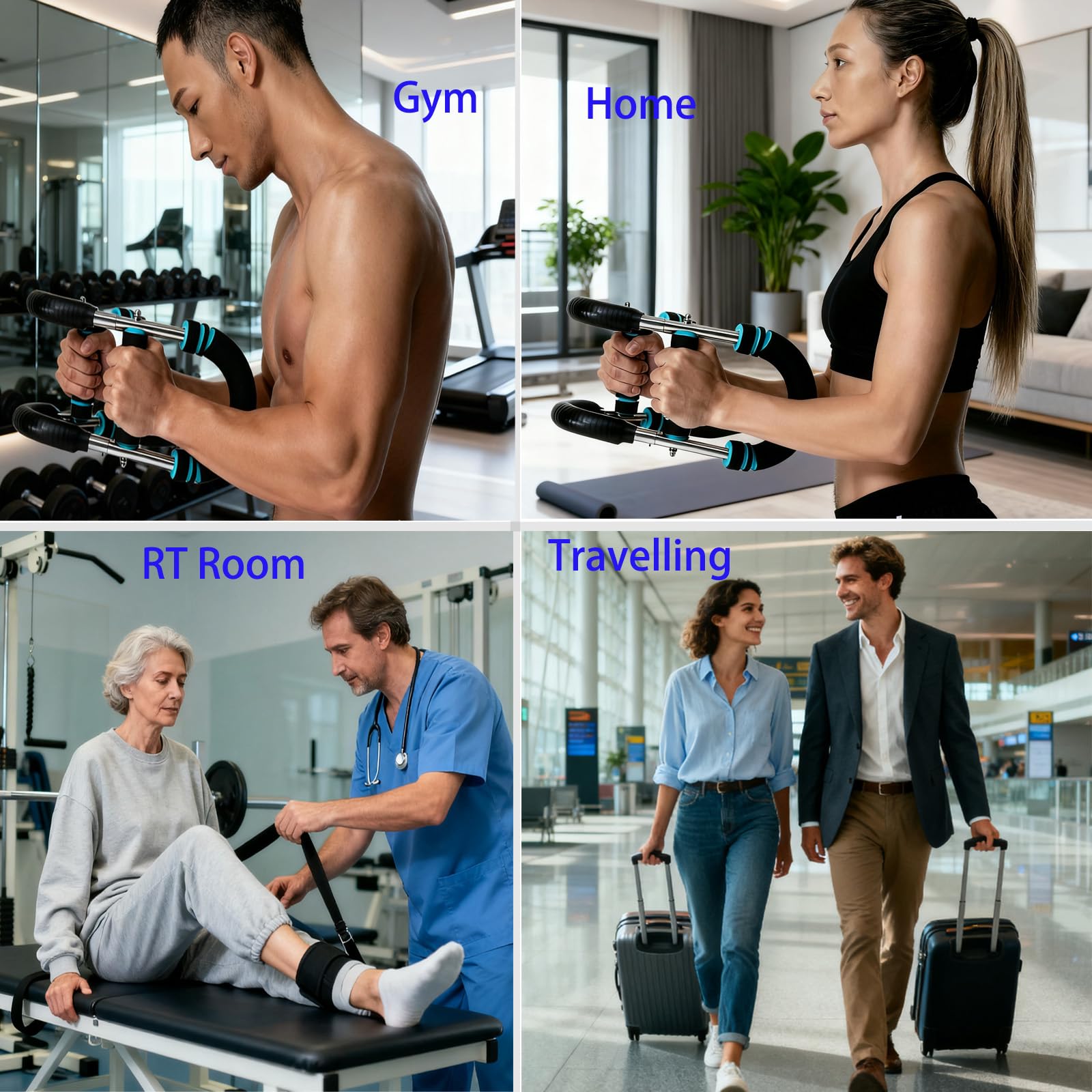 Unisex 3-Level Adjustable Twister Arm Trainer (60-110lbs), Foldable Arm/Muscle/Shoulder/Back Fitness Equipment, Portable Chest Workout Exerciser for Home Gym Travel