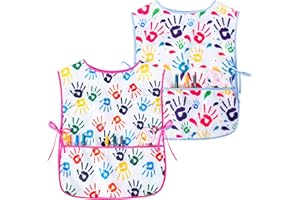 Fiodrimy Kids Art Smock, Waterproof Artist Painting Aprons, Sleeveless Children Art Smocks with Pockets for Age 2-7 Years