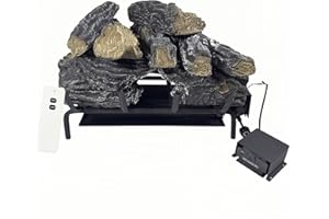 Americangaslogs Vented 18inch-24inch Gas logs Sets Gas Fireplace Burner Burner Set,with Remote (Motor Valve, 18 inch ZRheixiang)