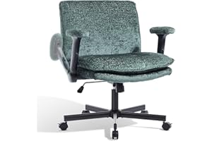 Morkprism Criss Cross Chair with Flip-Up Arms and Lockable Wheels, Plush Fabric Cross Legged Office Desk Chair，Wider 125°Tilt