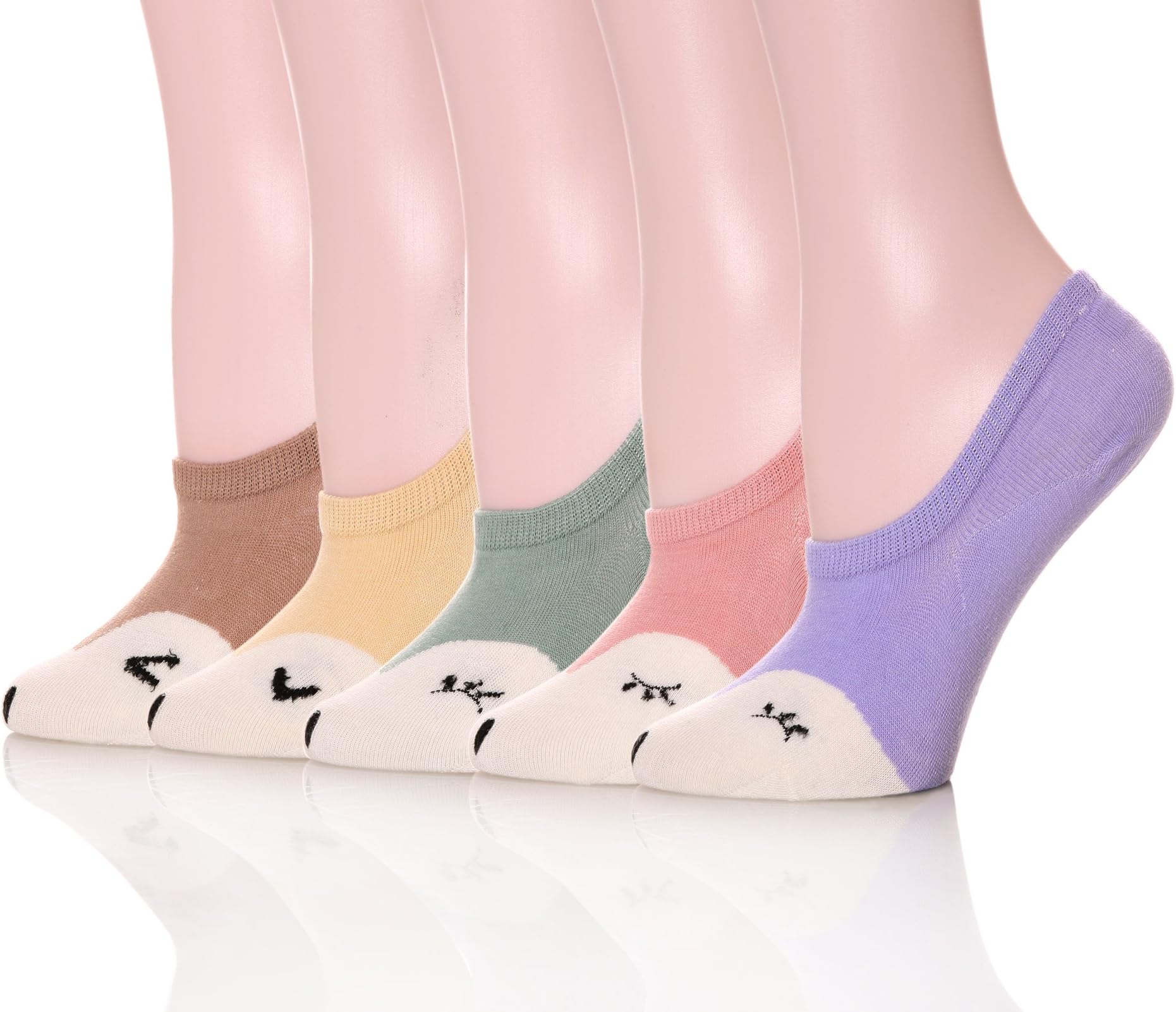 DOFUN Women Cartoon Animal Cute Liner Invisible No Show Low Cut Socks - Pack 5