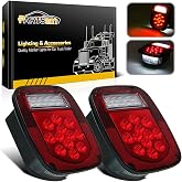 Partsam 2x Red/White 39 LED Stop Turn Tail Stud Lights Replacement for Jeep CJ YJ JK Truck Trailer Boat RV, Hardwired