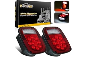 Partsam 2x Red/White 39 LED Stop Turn Tail Stud Lights Replacement for Jeep CJ YJ JK Truck Trailer Boat RV, Hardwired