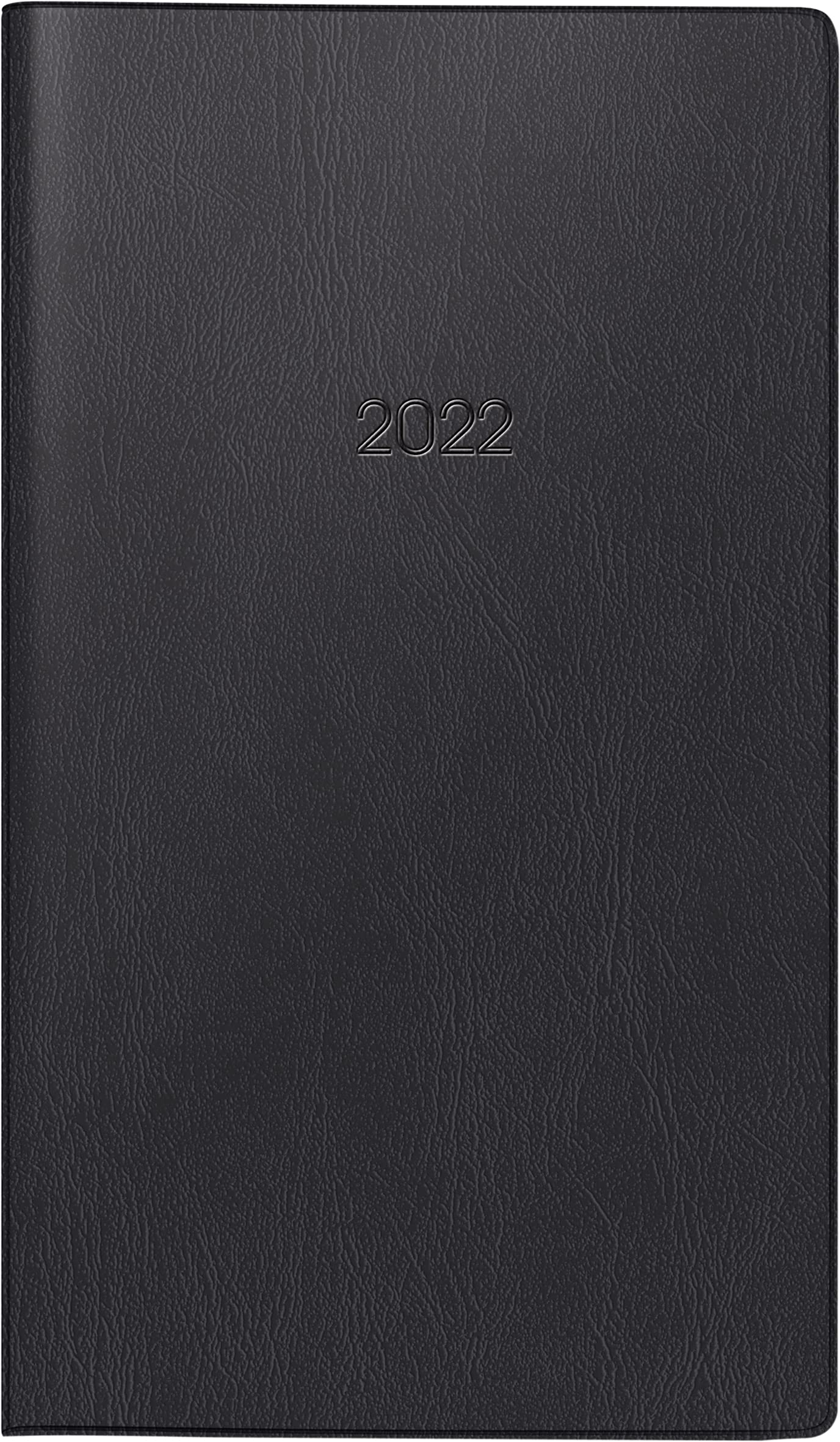 BRUNNEN 1075528902 Pocket Diary Model 755, 2 Pages = 1 Week Landscape 8.7 x 15.3 cm, Plastic Cover Black, Calendar 2022