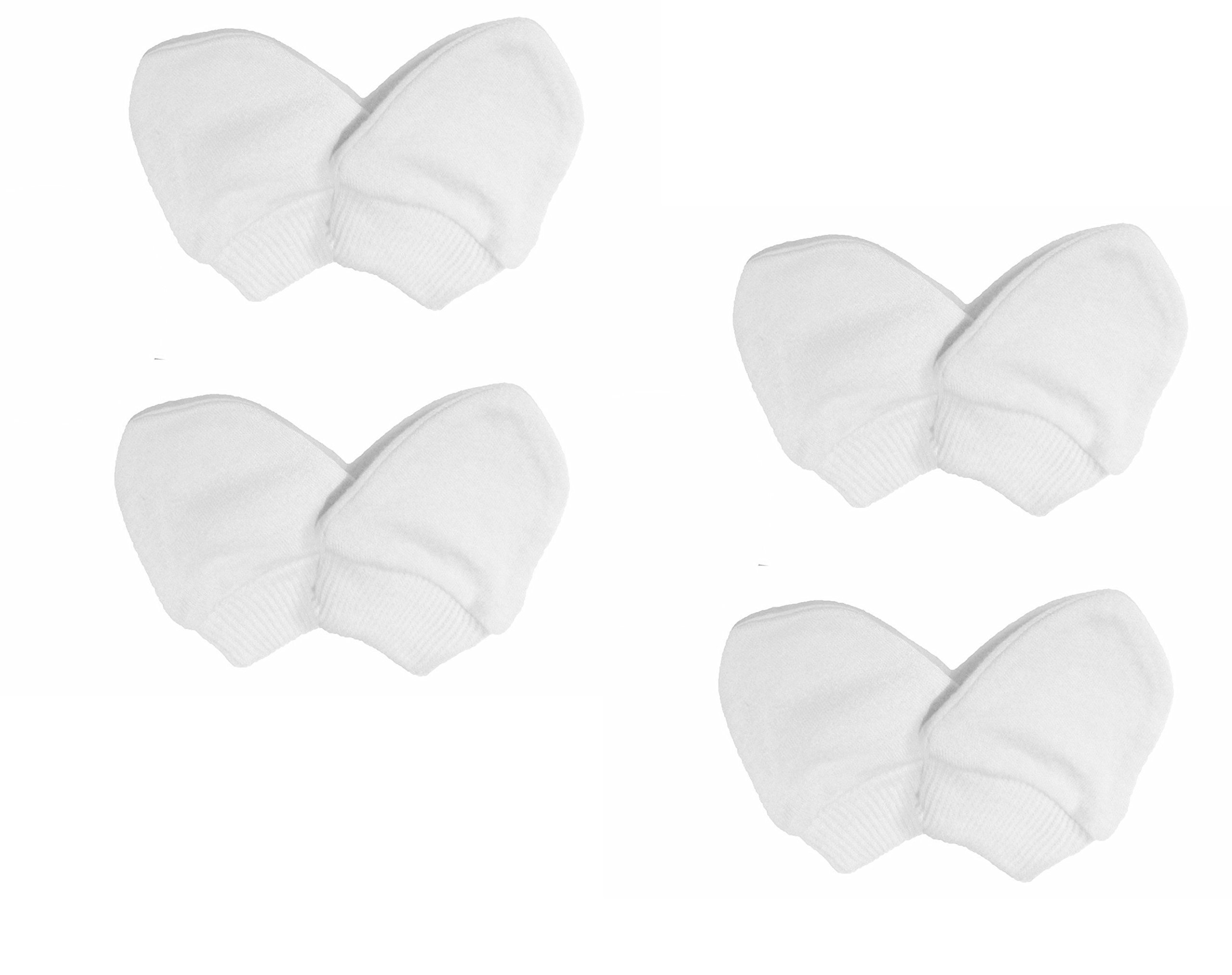 Scratch Mitts Dudu N Girlie New-Born 4 Pairs White of Scratch Mitts/Mittens - 100% Cotton (4 Pairs)