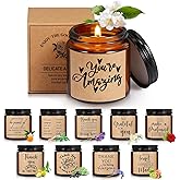 Roowest 10 Jars Thank You Gift Candles 3.5 oz Valentines Employee Appreciation Gifts Bulk Soy Wax Jar Inspirational Candle Thank You Coworkers Employee Women Secretaries Teacher(Amber,Pretty,Lovely)