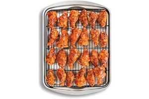 Nordic Ware Oven Crisp Baking Tray 2pc Set Includes Pan and Rack; Natural Aluminum For Air Frying, Crisping, Broiling, Baking