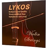 Lykos 2 Pack Full Set Violin Strings G-D-A-E Universal Violin Strings For 4/4 3/4 1/2 1/4 Violins Stainless Core and Almag Wound Premium Quality for All Levels