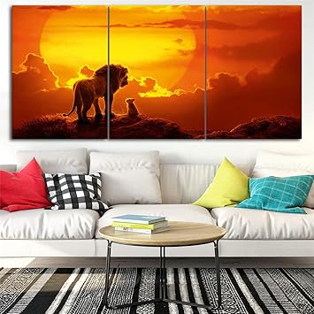 Amazon Com Natvva The Lion King Poster Painting Canvas 3 Pieces