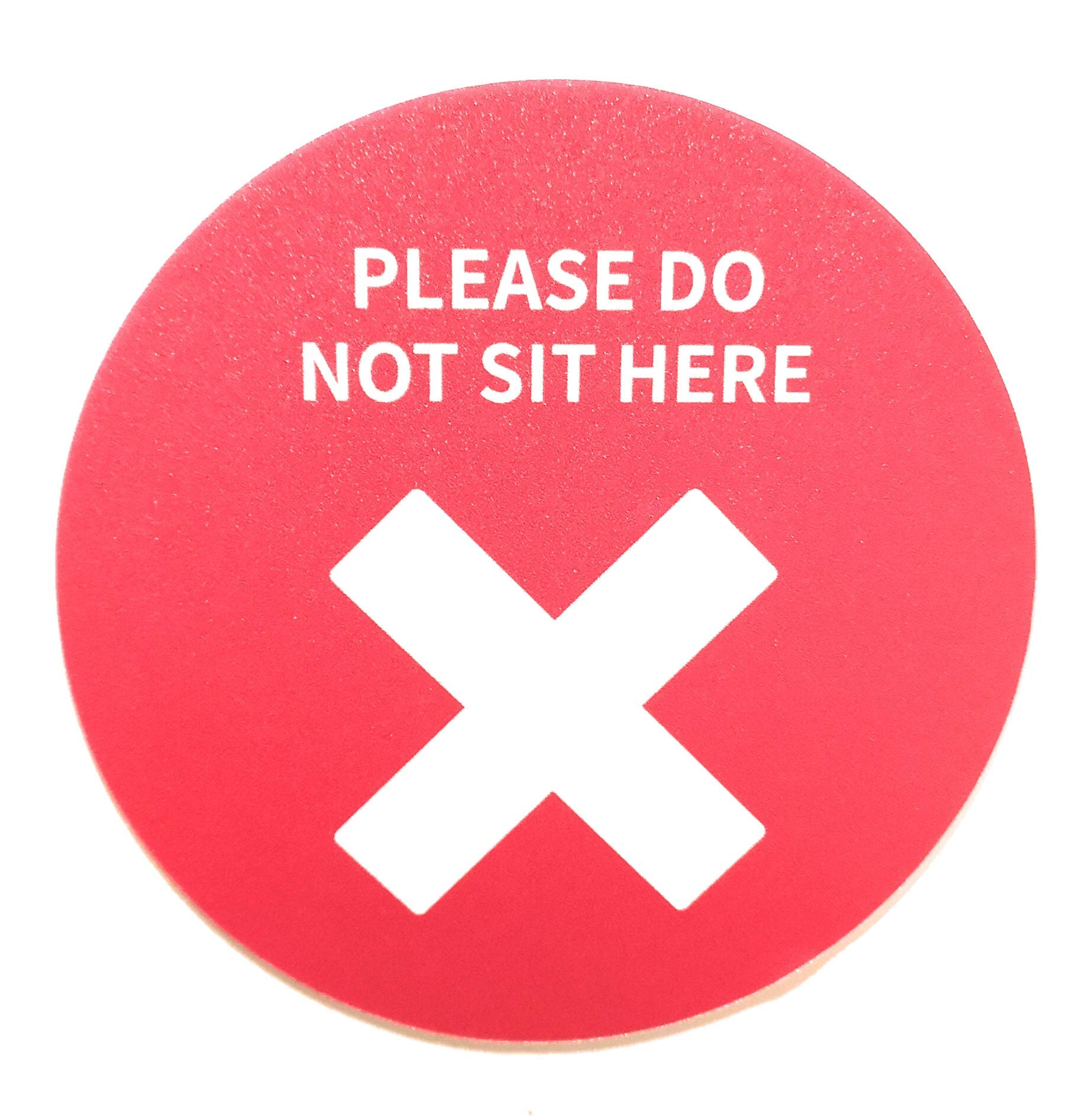 Removable 'Please Do Not Sit Here' Large Red Sign Sticker - Self Adhesive Heavy Duty Vinyl - White X on Red Background 22x22cm