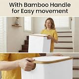 efluky Slim Laundry Basket with Lid 63L Tall Narrow Foldable White view 4
