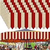 SmoothNovelty 6 Pcs Creepy Carnival Tent Circus Carnival Hanging Decorations Banner Red White Striped Party Supplies for Halloween Theme Celebration, 9.84 x 78.74 In