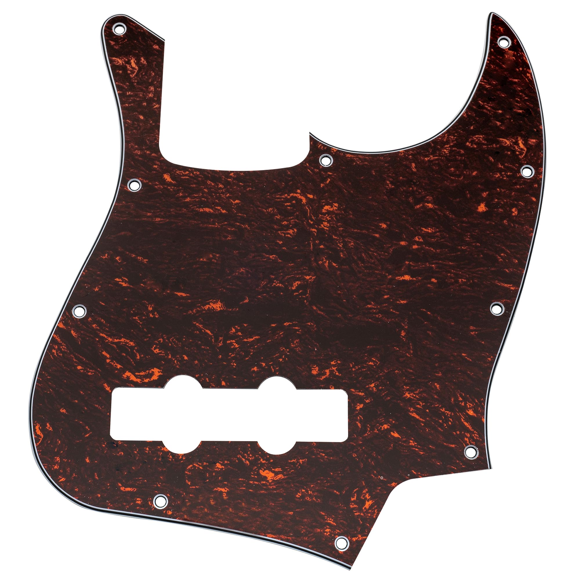 Musiclily 10 Hole J Bass Pickguard for Fender American/Mexican Made Standard Jazz Bass, 4Ply Red Tortoise