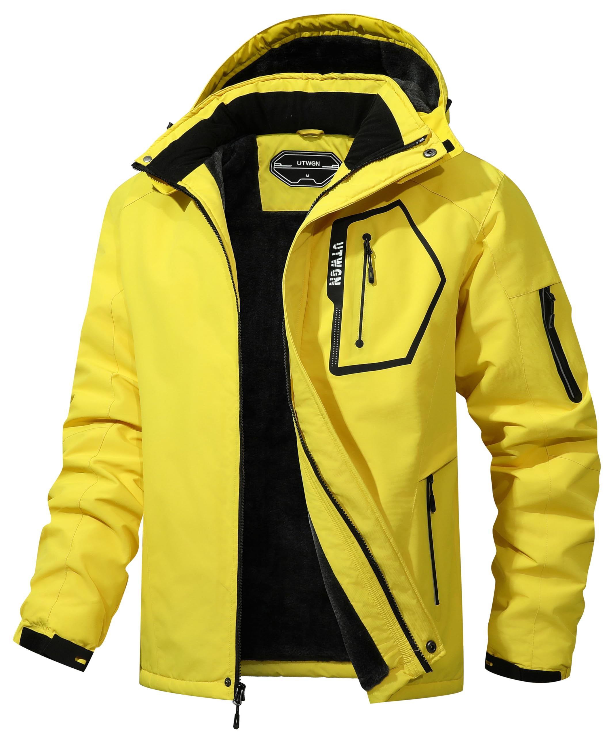 UTWGN Men's Ski Jacket Winter Warm Snow Coat Waterproof Windbreaker Hooded Work Outerwear Snowboarding Jackets Image