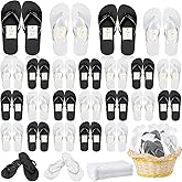 Unittype 24 Pairs Flip Flops Bulk for Wedding Guest Slippers Wedding Flip Flops with Cards Bags for Pool Beach Party