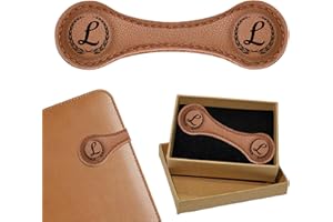 Personalized Leather Magnetic Bookmarks with Gifts Box, Custom Engraved Leather Magnetic Bookmarks Clips with 26 Letters Name
