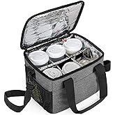 Trunab Reusable 6 Cups Drink Carrier for Delivery Insulated Drink Caddy with Handle and Shoulder Strap, Adjustable Dividers, Beverages Carrier Tote Bag, for Daily Life Takeout, Outdoors, Travel