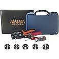 GIZWIZ Professional All-In-One RF Coax Quick Change Tool Kit Crimper Cutter Stripper 5 Interchangeable Die Sets