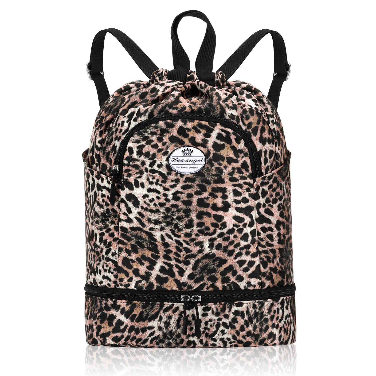 HUA ANGEL Unisex Drawstring Backpack Sports Gym Bag Drawstring Bag Weekend Daypack with Shoe Compartment for Women Men Basketball Football Outdoor Fitness Yoga Swimming Beach