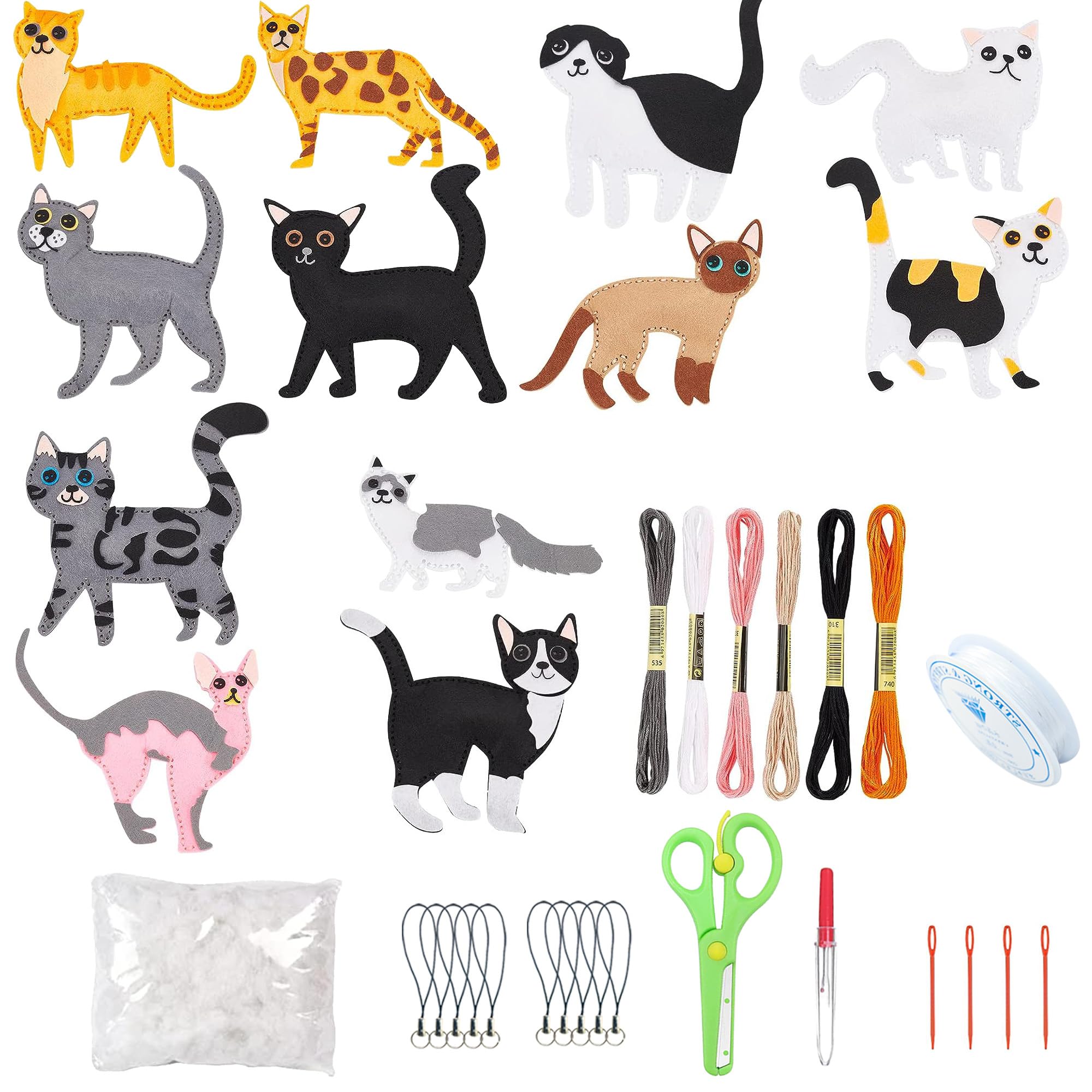 Allazone Animal Sewing Kit - Cat Felt Sewing Craft Kit for Kids, Ideal Arts and Crafts Project