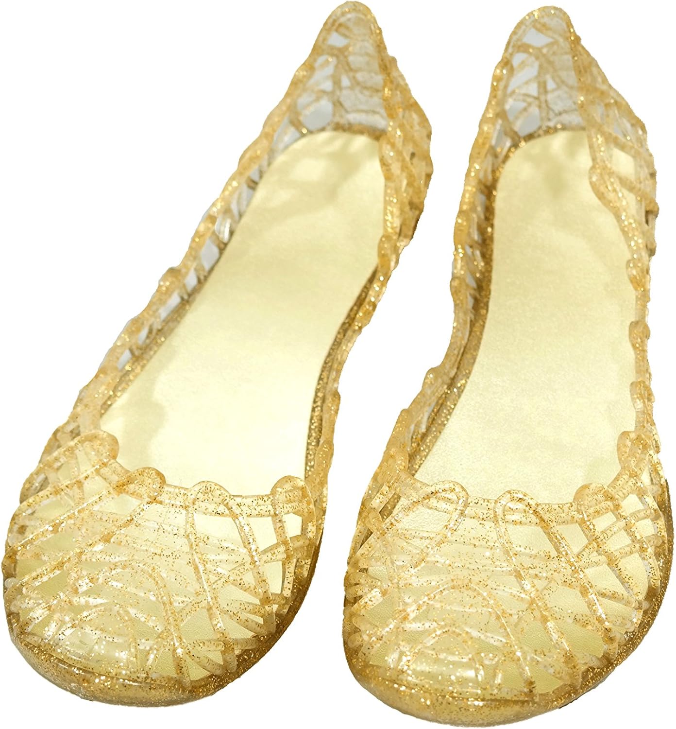 gold jelly sandals