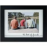 Malden International Designs Rustic Woods Silkscreened Glass Floater "The Best of Friends" Matted Picture Frame, 4x6/6x8, Black