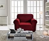 SAMSTEX 1 Seater Sofa Cover Wine Red 4-Way Stretch Non Slip 1-Piece view 2