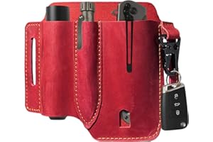 Leather Multitool Sheath for Belt Every Day Carry Belt Organizer with Key Holder Storage Belt Waist Bag Flashlight Holster Pr