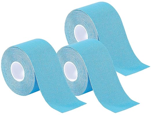 newgen medicals Tapeband: Kinesiologie-Tape aus Baumwollgewebe, 3er-Set, blau (Kinesiology Tape)