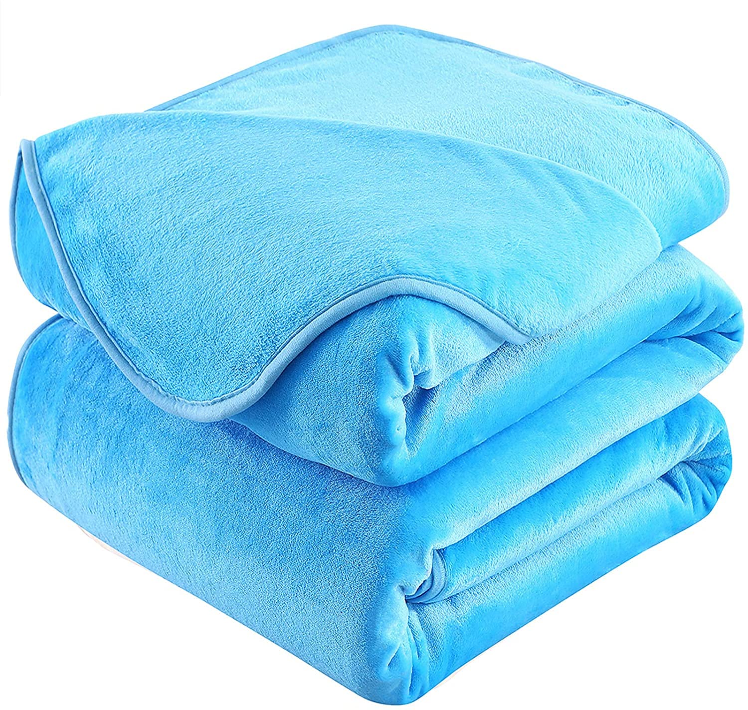 HOZY Fleece Blanket 350GSM Super Soft Fluffy Solid - No Static Throws for Large Bedspread/Sofa - Sky Blue Queen 220 x 240cm — image 1