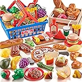 Play Food Sets for Kids Kitchen, Global Cuisine Toddler Cutting Fake Food Toys Including Pizza, Sushi & Bakery , Pretend Toy