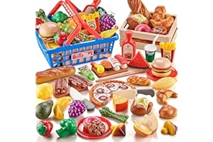 Play Food Sets for Kids Kitchen, Global Cuisine Toddler Cutting Fake Food Toys Including Pizza, Sushi & Bakery , Pretend Toy 