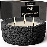 Viyffo Large 3 Wick Scented Candle – Sandalwood & Lavender, 20oz Non Toxic Soy Candles for Women & Men, Matte Black Ceramic Jar Perfect Calming Home Fragrance, Elegant Winter Décor & Premium Gift